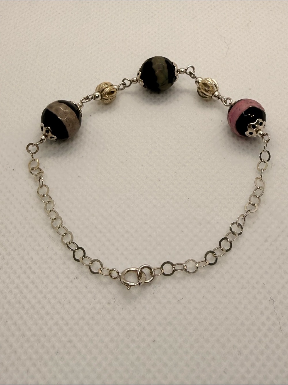 Unique 925 Sterling Silver Boho Gemstone Bracelet
